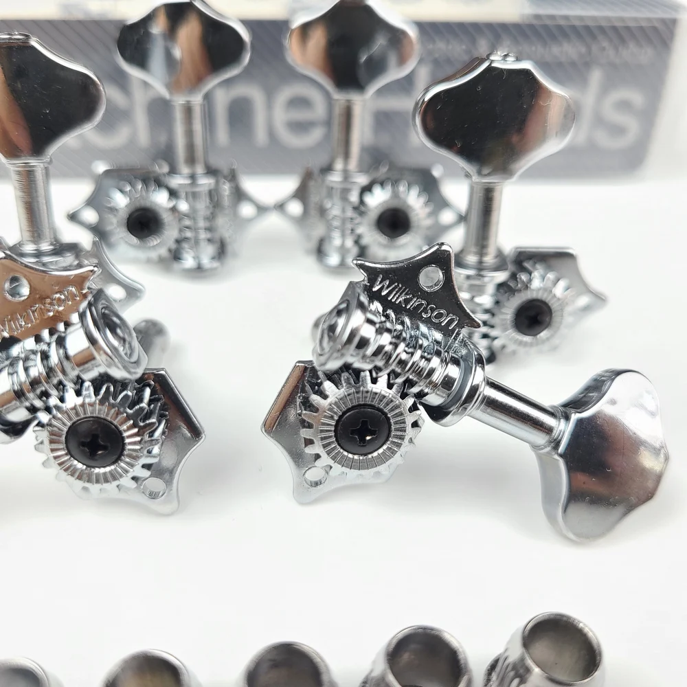 Wilkinson WJ-28N 3R3L Vintage 1:19 Open Gear Tuning Pegs Gear Butterbean Guitar Machine Heads Tuners Chrome Silver