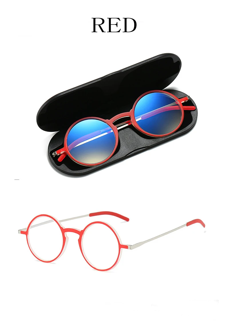 Sighttoo Ultradünne tragbare TR90 Presbyopie-Brille mit Magnetetui für Herren und Damen, Weltraum-Aluminium, Anti-Blau-Lesebrille – Detail 8