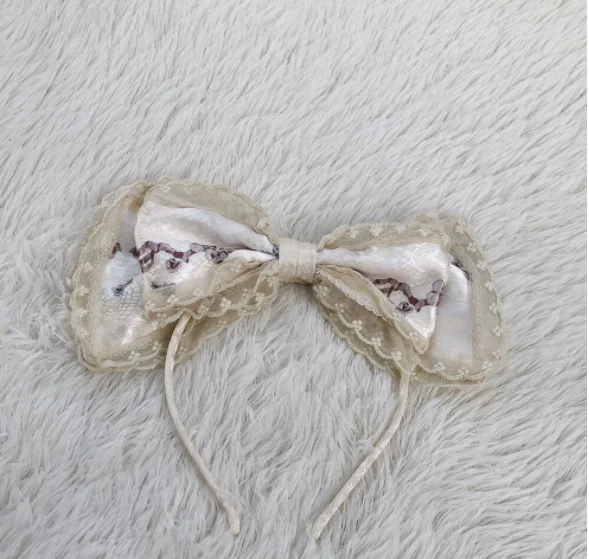 Kawaii dziewczyna gothic lolita KC loli cos bowknot pasmo włosów cos lol japońska księżniczka słodka lolita nakrycia głowy pałac koronkowa opaska do włosów