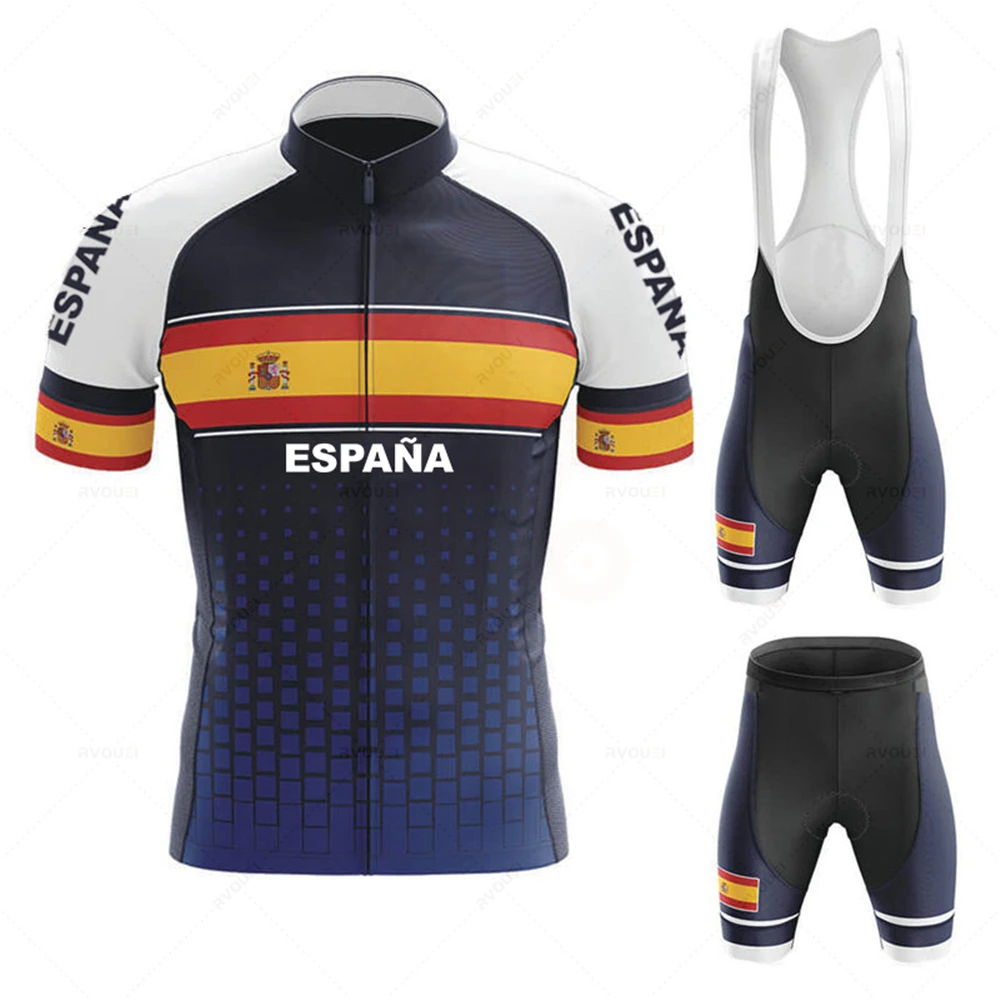 Spain Cycling Jersey Set for Men, Bike Clothing, Bicycle Wear, Short Maillot Culotte Ciclismo, Bike Clothes, 19D Bib Set, 2024