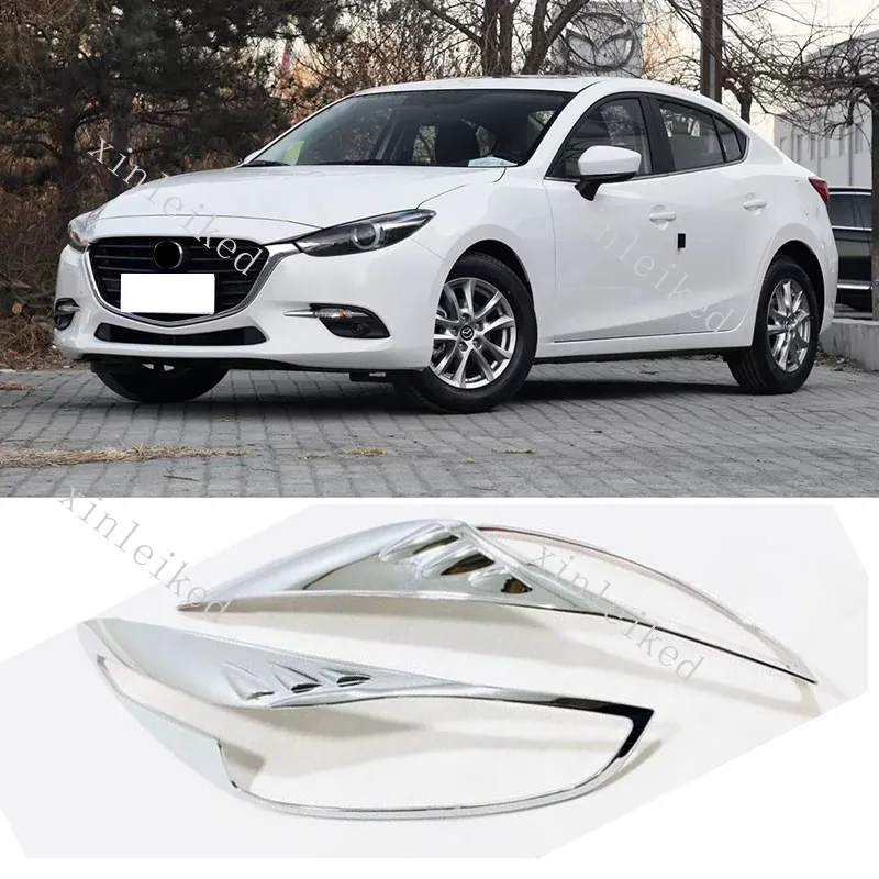 

Car Styling ABS Chromed Front Bumper Headlight Frame Trim Cover Decorative Sticker for Mazda 3 Axela 2017-2018 1 Pair