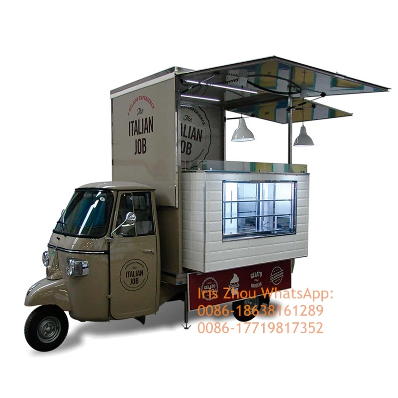 3 Wheels Electric Vehicle Tricycle Adults Best Folding Mobile Kitchen Food Truck Coffee Bar Hot Dog Cart For Sale Ape Car