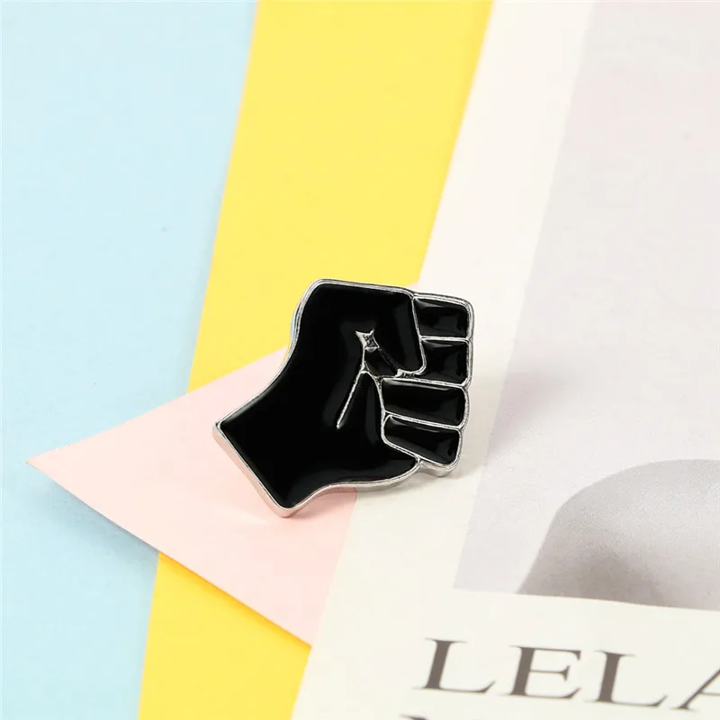 Raised Fist of Solidarity Enamel Pins Black Red Power Brooch Bag Clothes Lapel Pin Badges Accessories Gift for Women Men Jewelry