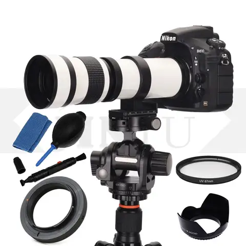 JINTU 420-800mm F/8,3 MF teleobjetivo Zoom lente Kit para Nikon D3000 D3100 D3200 D3300 D3400 D5000 D5100 D5200 D5300 D5500 D5600 D80