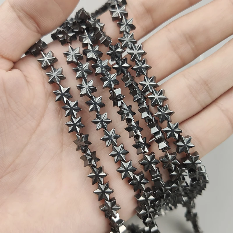 WLYeeS Hexagram Black hematite beads Natural Stone charm loose Beads For Bracelet Necklace Jewelry DIY Making Accessories 3x7mm