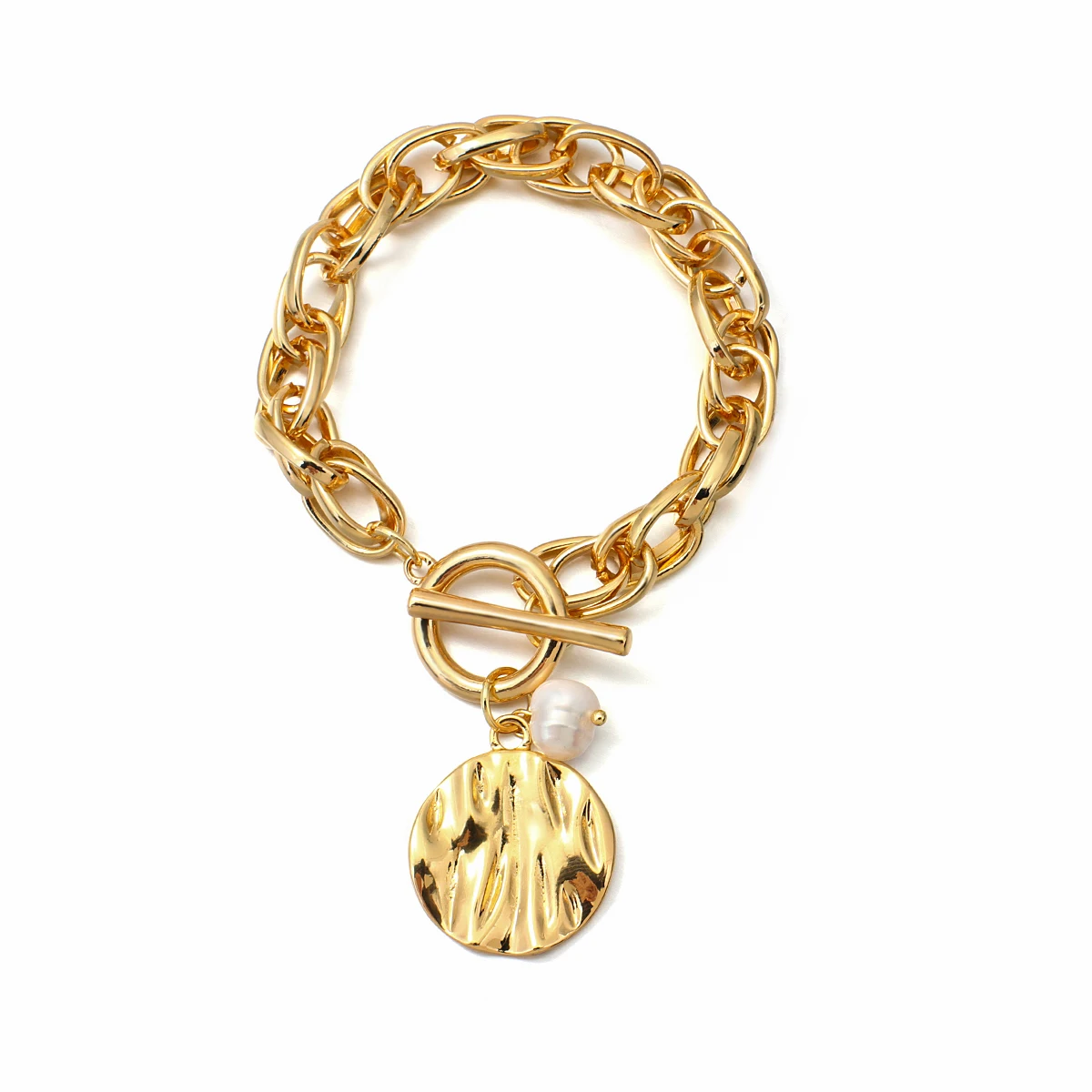 AENSOA 2024 Vintage Bracelets & Bangles Bohemian Chunky Chain Gold Color Charm Round Bracelet for Women Jewelry Bijoux Femme