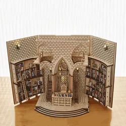 DIY Book Nook Wooden Famous Movie Castle Building Model Bookend Bookshelf Insert Bookcase Handmade Craft Toy Birthday Gift