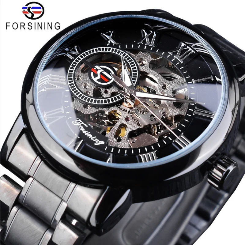 Watch Men's Fashion Hollow Through Steel Belt Leather Manual Mechanical Watch Men's Sports Time Trend Mechanical Watch