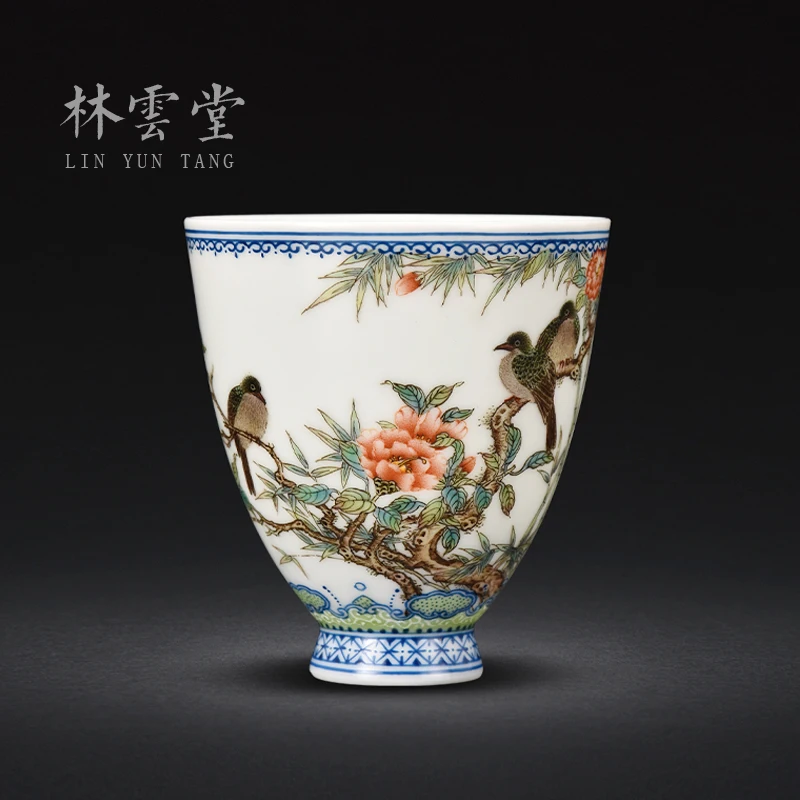 Lin Yuntang master cup single cup kung fu tea cups jingdezhen high-grade powder enamel cup sample tea cup