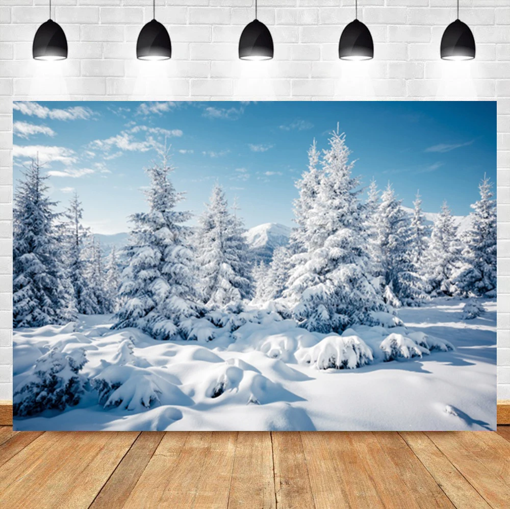Laeacco Witte Kerstboom Winter Bos Landschap Room Decor Achtergrond Fotografische Foto Achtergrond Voor Foto Studio