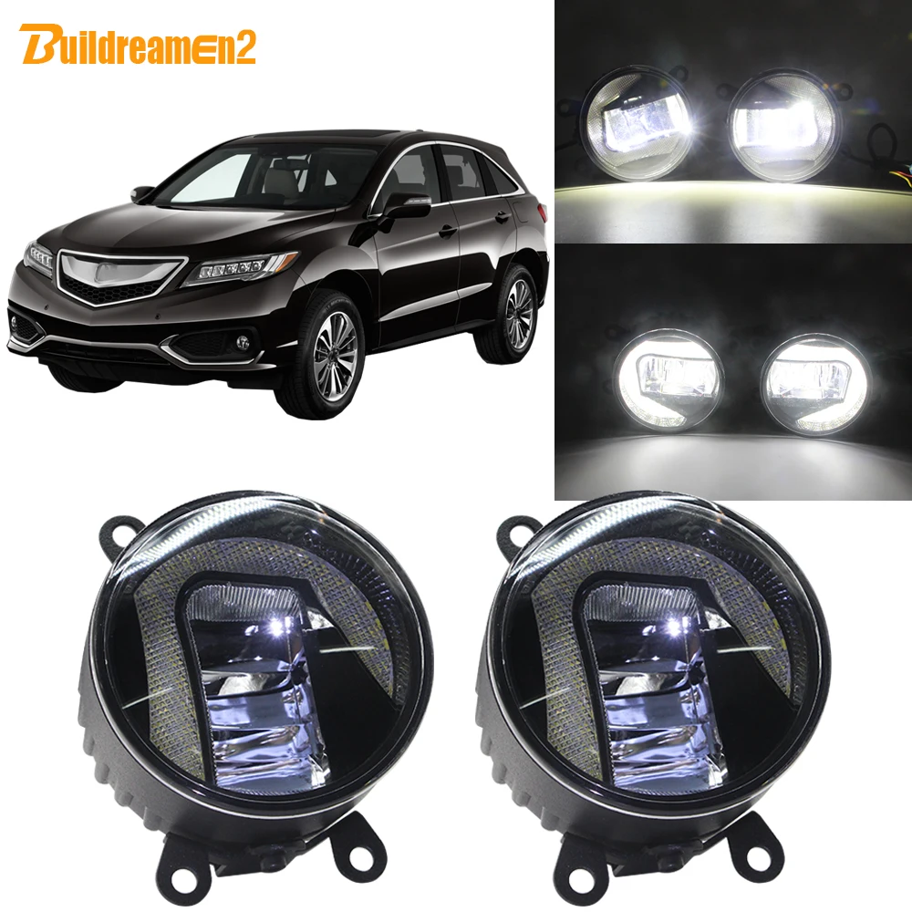 

Buildreamen2 For Acura RDX 2010 2011 202013 2014 Car H11 LED Projector Fog Light + Daytime Running Lamp White 12V Accessories