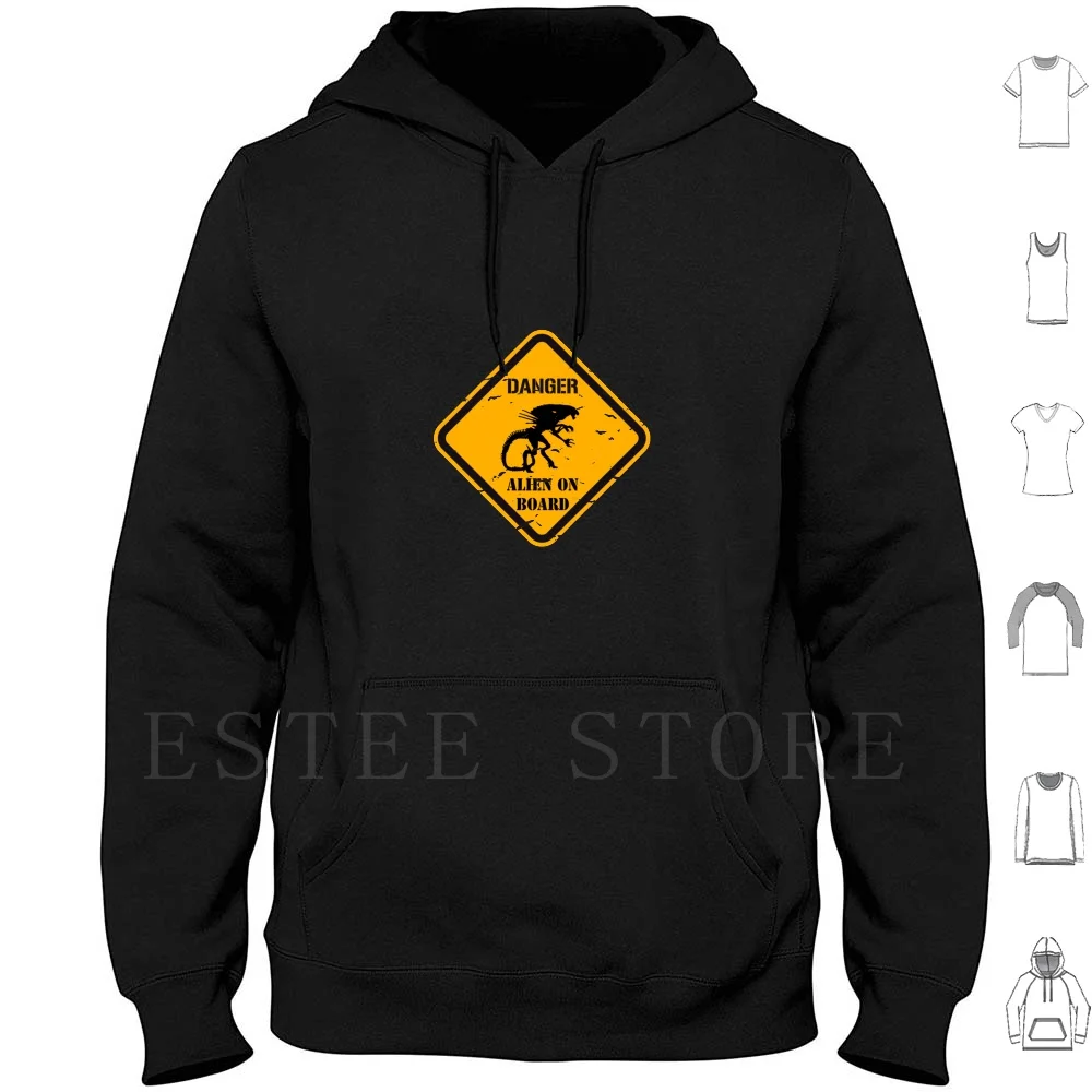 Danger-On Board Hoodie Long Sleeve Danger Caution Warning Signal Car Signal Sign Simbol Car Simbol Extraterrestre