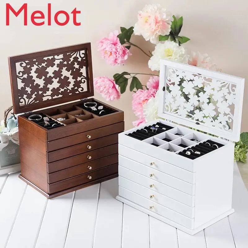 Chinese Large Capacity Jewelry Storage Box Cosmetic Box Vintage Jewelry Box Princess Jewelry Box Wedding Gift jewelry case