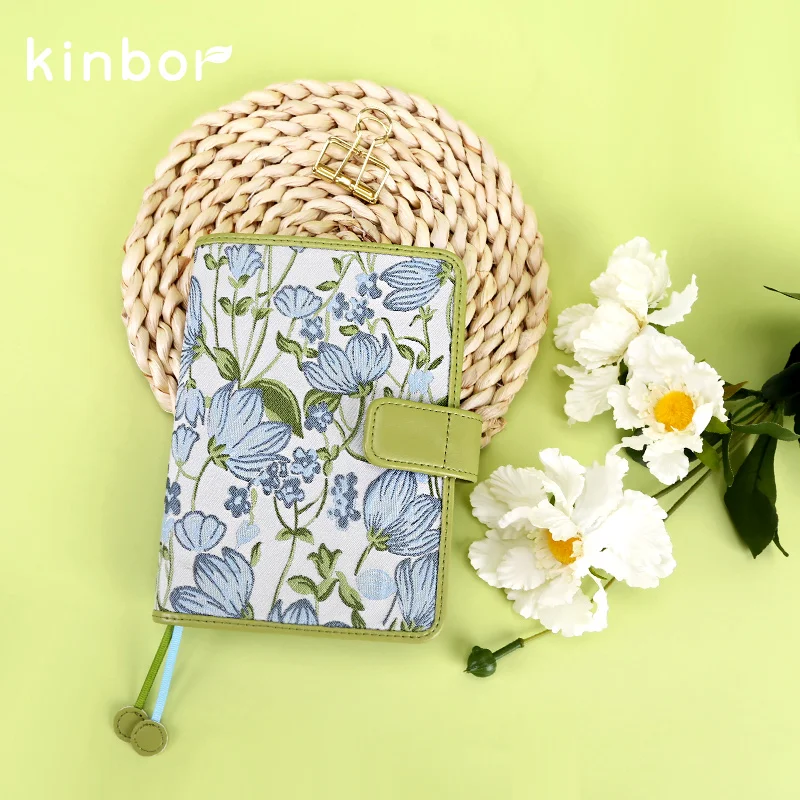 Kinbor Hand Book Weekly Zipper Embroidery Notebook Literary Creative Exquisite Self-filling Schedule Plan Diary Stationery