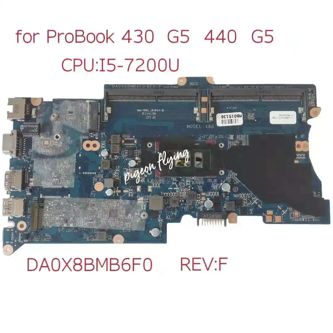 

For HP ProBook 440 G5 Laptop Motherboard CPU: I5-7200U L05788-001 L05788-601 DA0X8BMB6F0 DDR4 MB 100% Test Ok