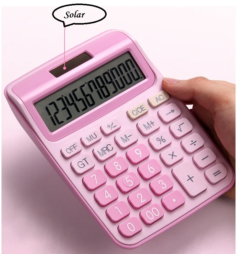 12Digit Desk Calculator Large Buttons Financial Business Accounting Tool Battery And Solar Power School Office Small Supplies