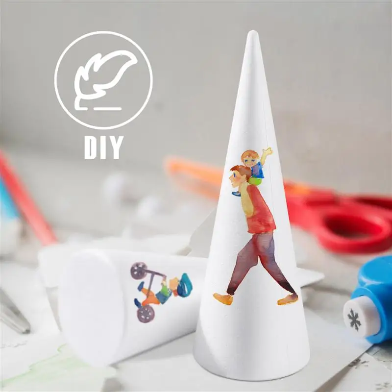 2pcs Handmade White Solid Cone Children DIY Craft Cone Christmas Accessories Home Cone for Christmas (32x12cm)