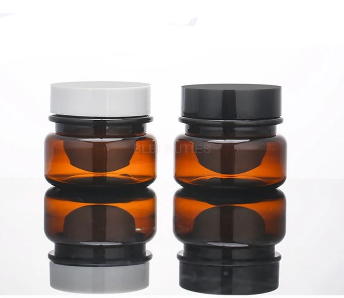 

500pcs 30G New Arriving Plastic Double Amber Cream Box, Empty PET Cream Jars,Plastic Eye Cream Box With White Black Screw Caps