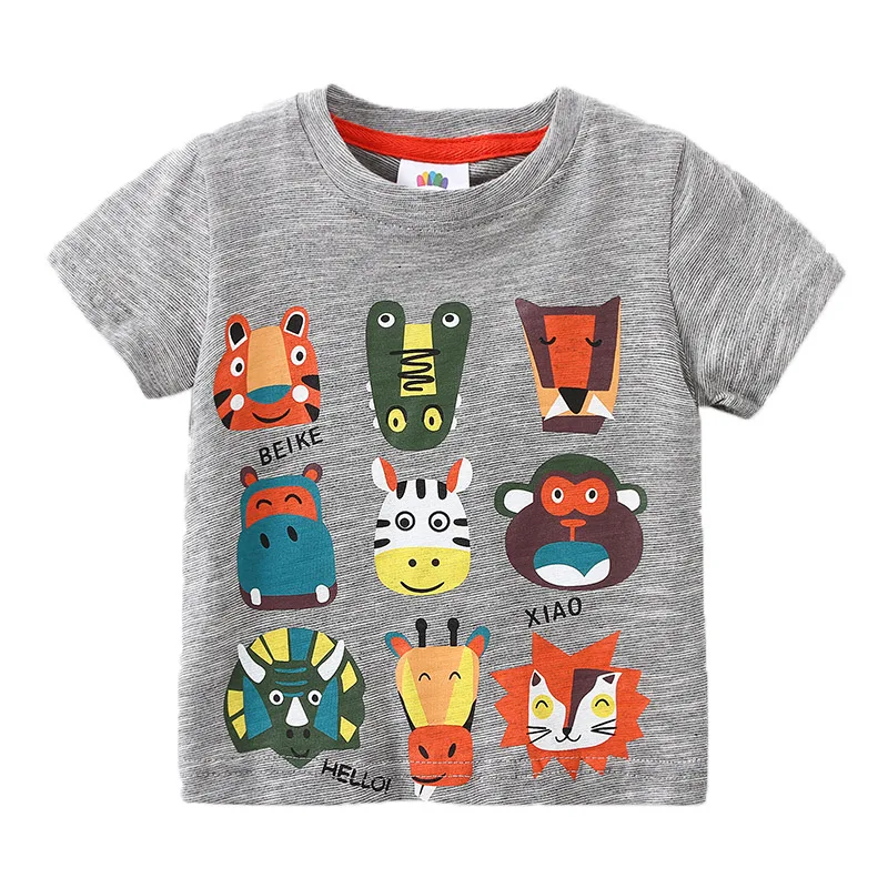 2023 Summer Novelty New 2 3 4 5 6 8 9 10 Years Children\'S Clothing Cotton Tees Cartoon Animal Short Sleeve T-Shirt For Kids Boy