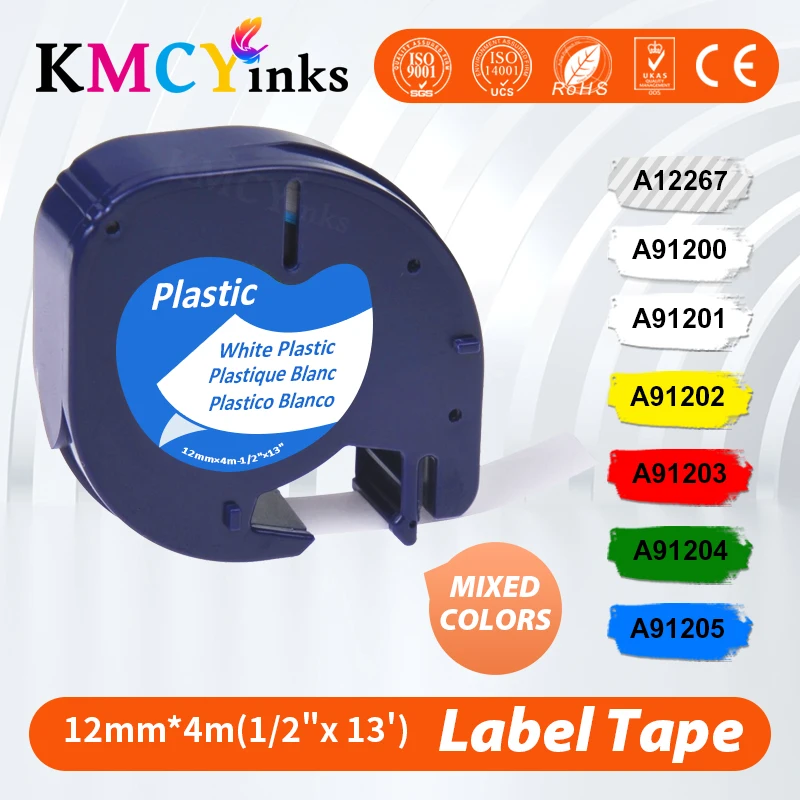 KMCYinks 91200 91201 Compatible for DYMO LetraTag Tape 12267 Plastic Label Maker 91203 16951 Fabric Tape 18771