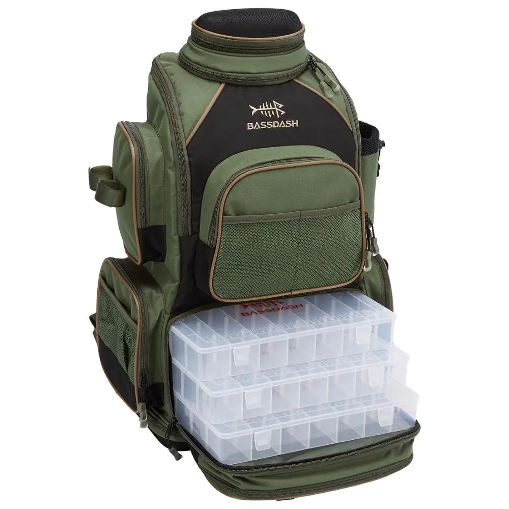 

Bassdash Multifunctional Fishing Tackle Backpack [3670] with 4 Trays Tactical Soft Tackle Box