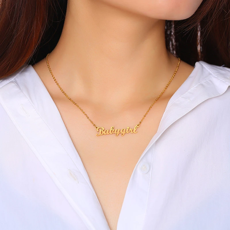 Vnox Personalized Name Necklace Custom Signature Necklace Custom Jewelry Women