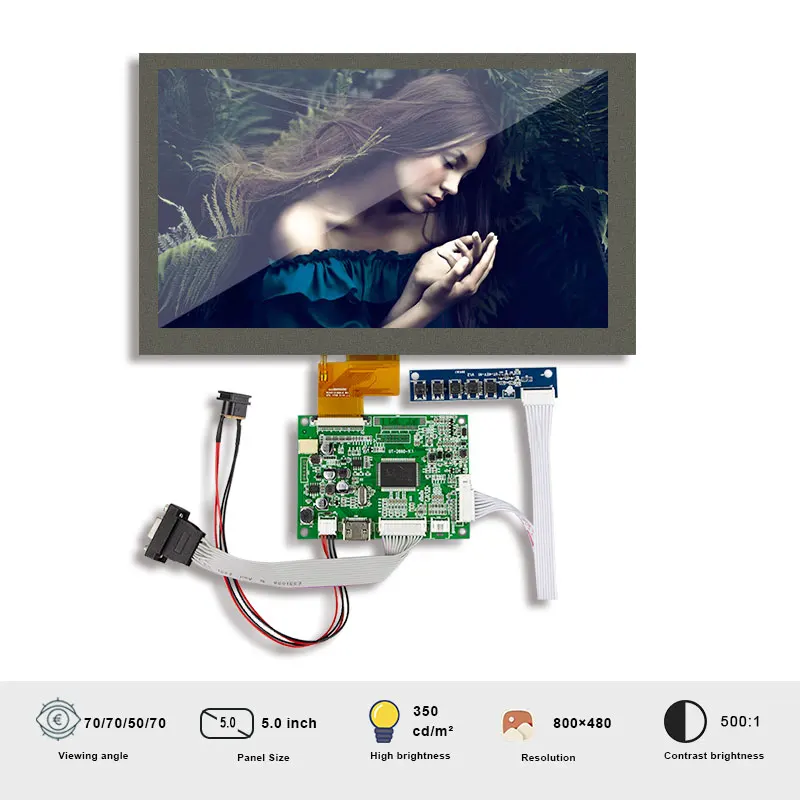 Original Innolux EJ050NA-01G Lcd Modules Resolution 800x480 FPC 50 Pin 5 Inch Screen With Driver Board 350 Nits