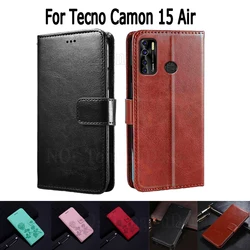 Cover For Tecno Camon 15 Air Case Etui Flip Wallet Stand Leather Book Funda On Tecno Camon15 Air Case Magnetic Card Phone Hoesje