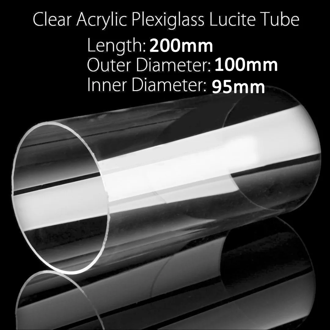 Tubo Claro Acrílico do Lucite Plexiglás Diâmetro da Identificação 100 mm 95 mm 200 mm Comprimento 1pc
