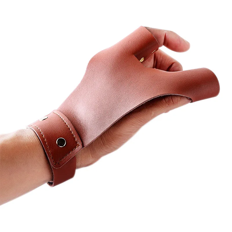 2 finger Kuh Leder Traditionelle Bogenschießen Bogen Handschuhe Spitze Protector für Outdoor Jagd Schießen Zubehör Links Hand Handschuhe