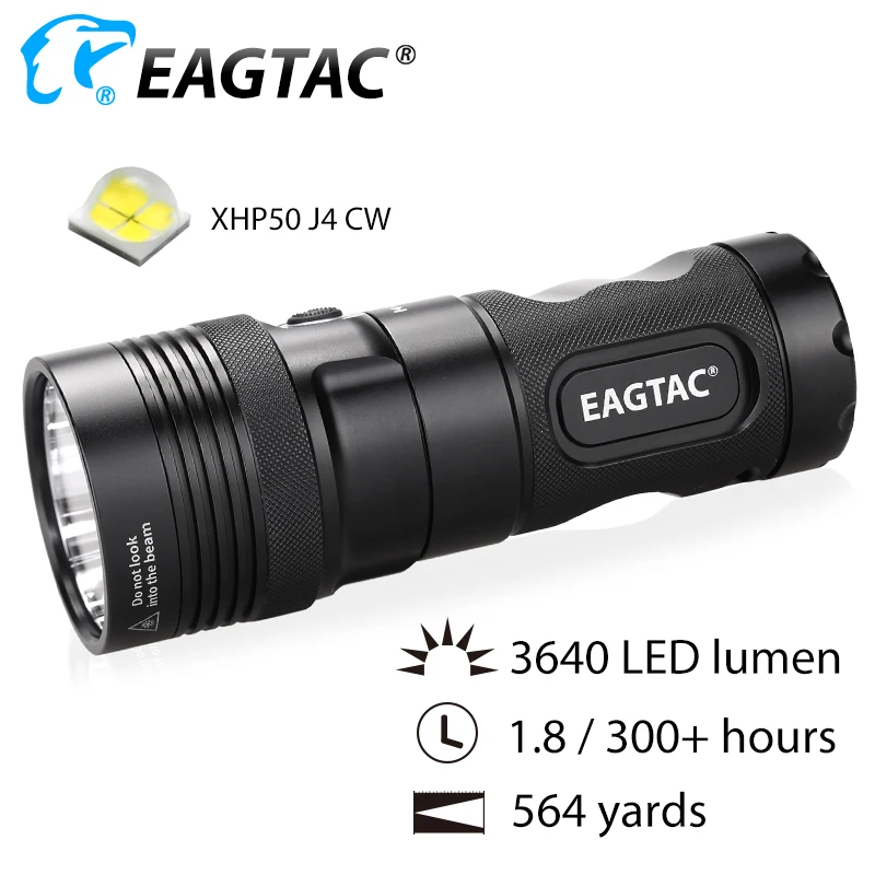 EAGTAC MX25L4 Super Bright LED Flashlight CREE XHP50 3640 Lumens FREE 4 18650 Battery 518 Meter Long Distance for Hunting