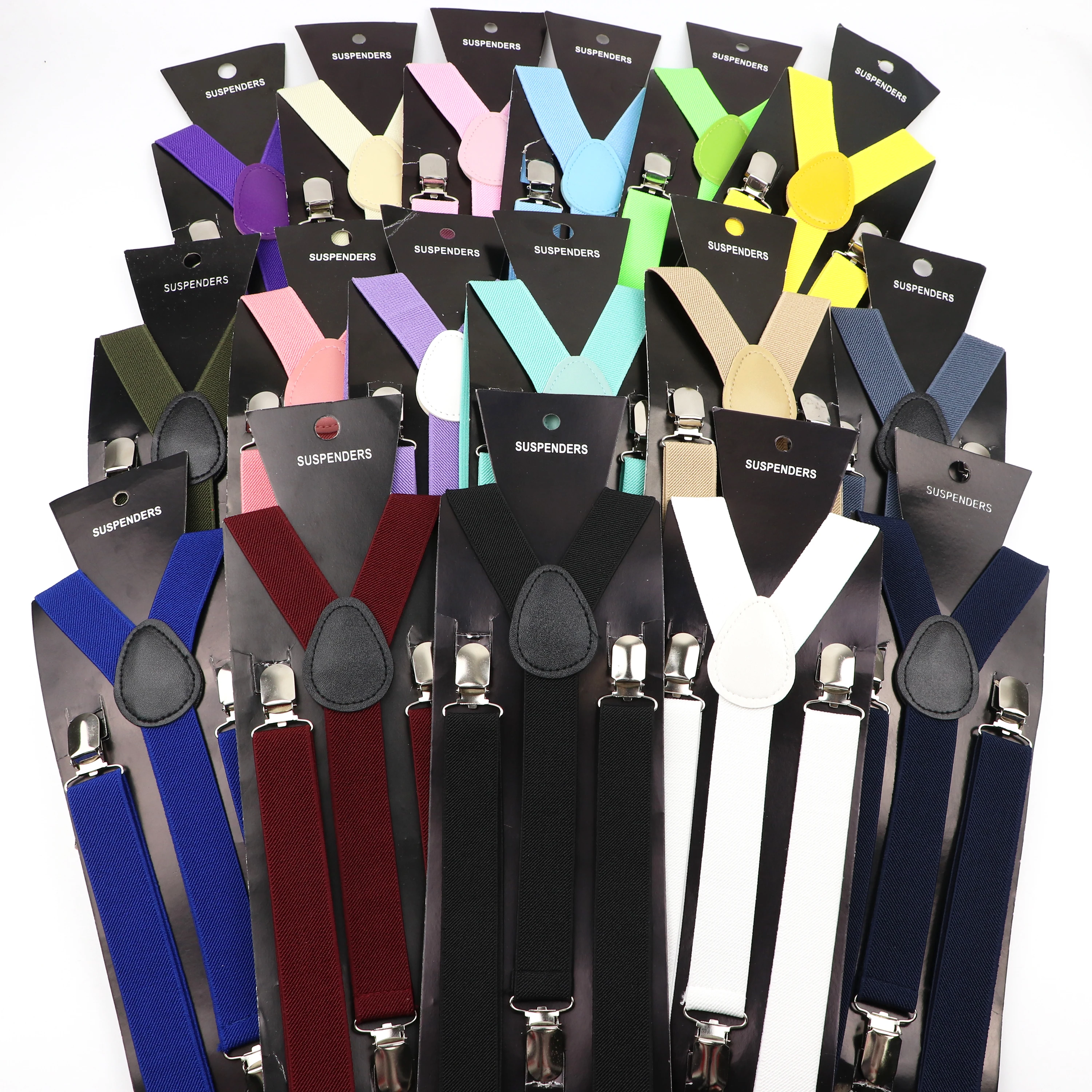 Hot Deals Solid Color Elastic Leather Suspenders Men Women Classic Adjustable Straps For Shirt Pants Skirts Wedding Accessories