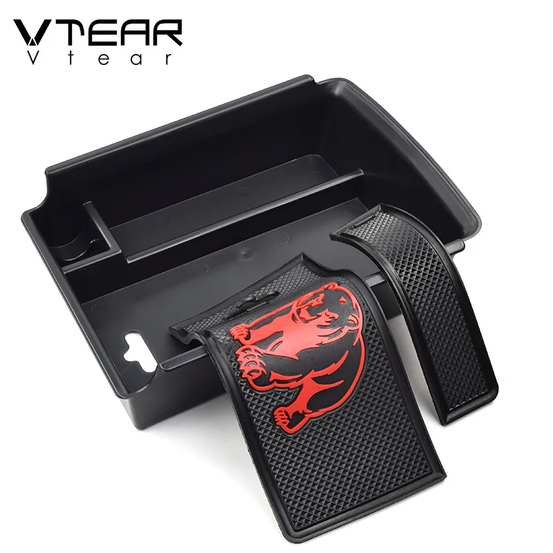 Vtear For Skoda Kodiaq car storage box container holder stowing tidying central tray clapboard accessories decoration interior