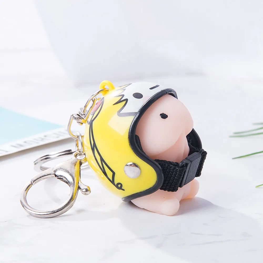 Dingding Squishy Toy Kawaii Mini Helmet Simulation Cute Keychain Squeeze Toy Prank Funny Toy Stress Reliever For Adult Kids Toy