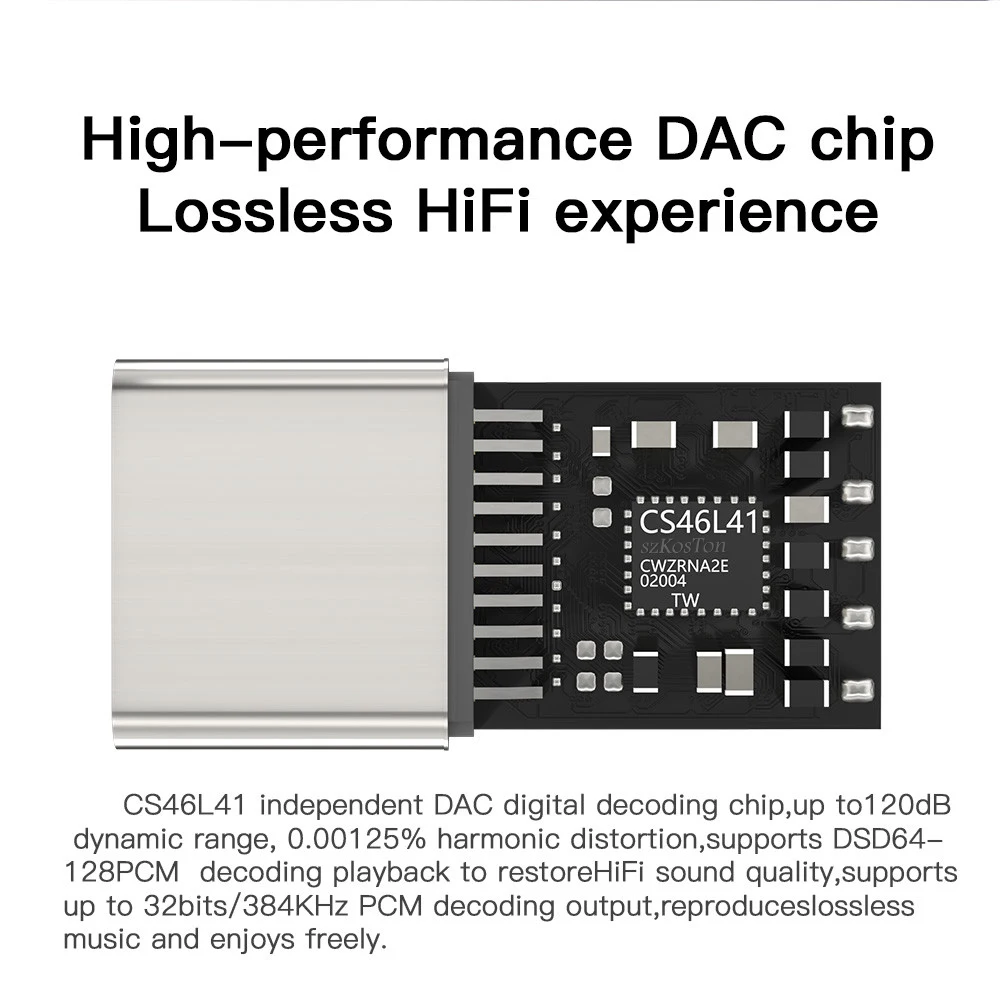 CX31993 USB Type-C do 3,5 mm interfejs audio Wzmacniacz słuchawkowy HiFi DAC Wzmacniacz dźwięku słuchawek 32bit 384 kHz Adapter audio