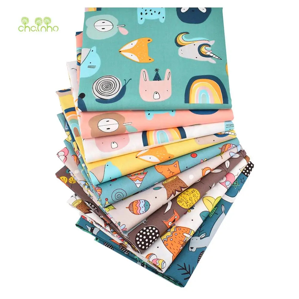 Chainho,Printed Twill Weave Cotton Fabric,Patchwork Cloth,DIY Sewing Quilting Material,Cartoon Series,9 Designs,2 Sizes,CC120