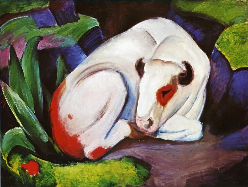 100% handmade Oil Painting reproduction on linen canvas,The steer the bull 1911 by Franz Marc,Free Shipping,High Quality