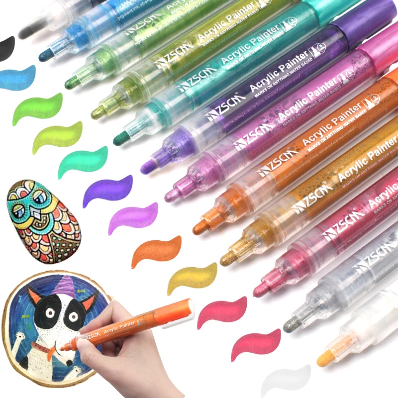 Permanent Marker Colored Acrylic Paint Markers Water-based Highlighter Marker for Tires Rock Canvas Porcelain Wood Metal Marker