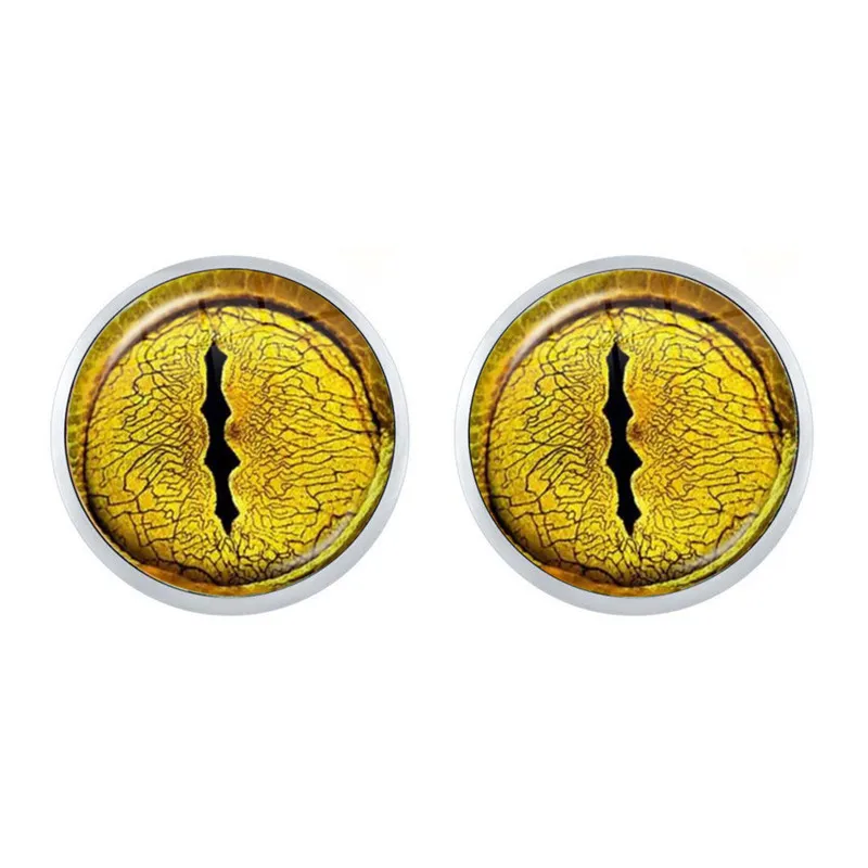 1Pair Dragon Eyes Glass Cabochon Stud Earrings Animal Eyes Dragon Snake Owl Cat Tiger Eyes Earrings Jewelry For Women Girls Gift