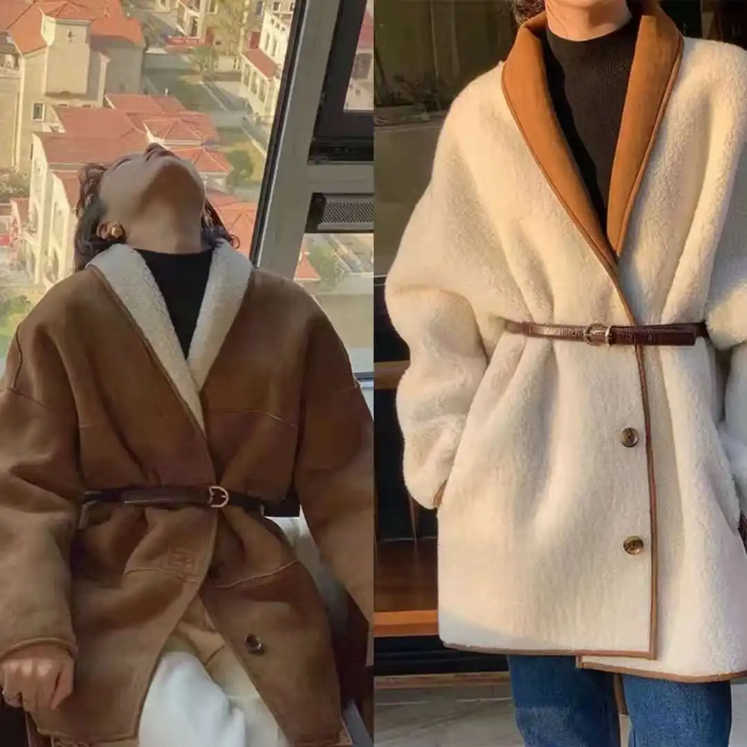 2023 autunno e inverno nuovo cappotto Double face Wear cappotto di lana bicolore da donna giacca alla moda di media lunghezza