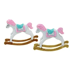 1Pcs 1/12 Dollhouse Miniature Accessories Mini Metal Rocking Chair Simulation Rocking Horse Model for Doll House Decoration ob11