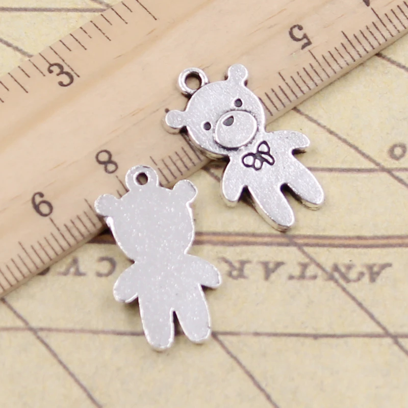 10pcs Charms Bear With Bow 24x14mm Tibetan Bronze Silver Color Pendants Antique Jewelry Making DIY Handmade Craft Pendant