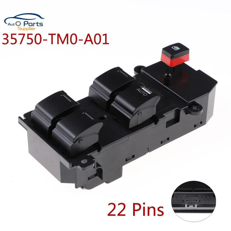 35750-TM0-A01 Auto RHD 22Pins For Honda City 2007-2012 Window Switch For Honda FIT 2009 Right High Driver Side 35750 TM0 A01