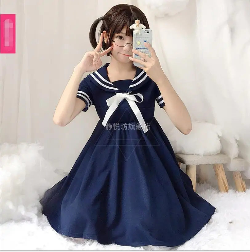 Robe japonaise à manches courtes pour hommes et filles, style marine, costume de marin doux kawaii, robe Lolita pour étudiant