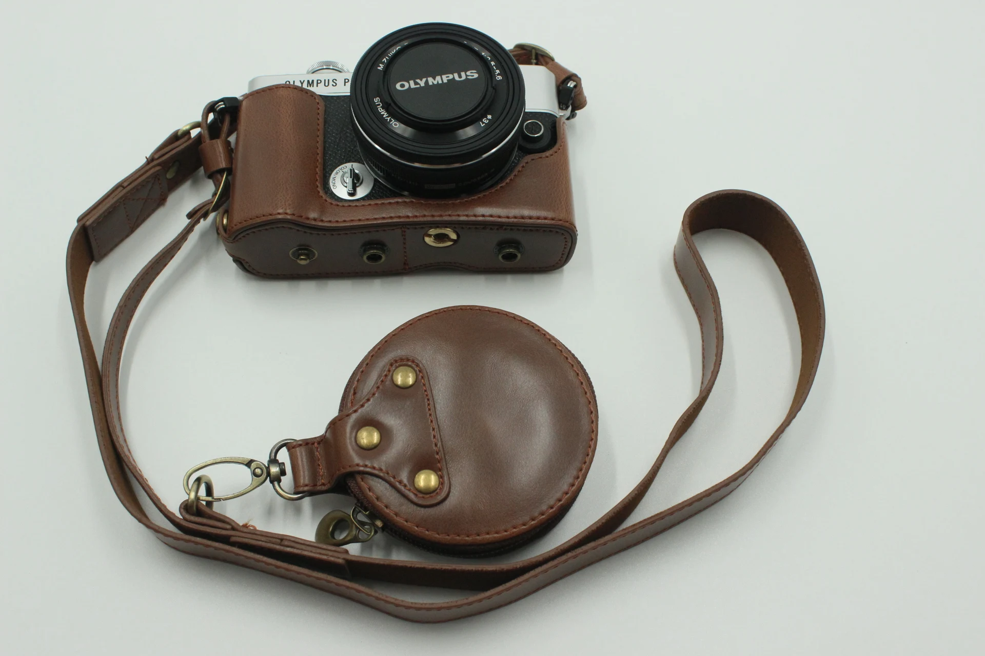 حقيبة كاميرا حقيبة بولي Leather جلدية خمر حزام الكتف الحقيبة حماية حمل غطاء ل أوليمبوس القلم E-P7 EP7 14-42 مللي متر عدسة