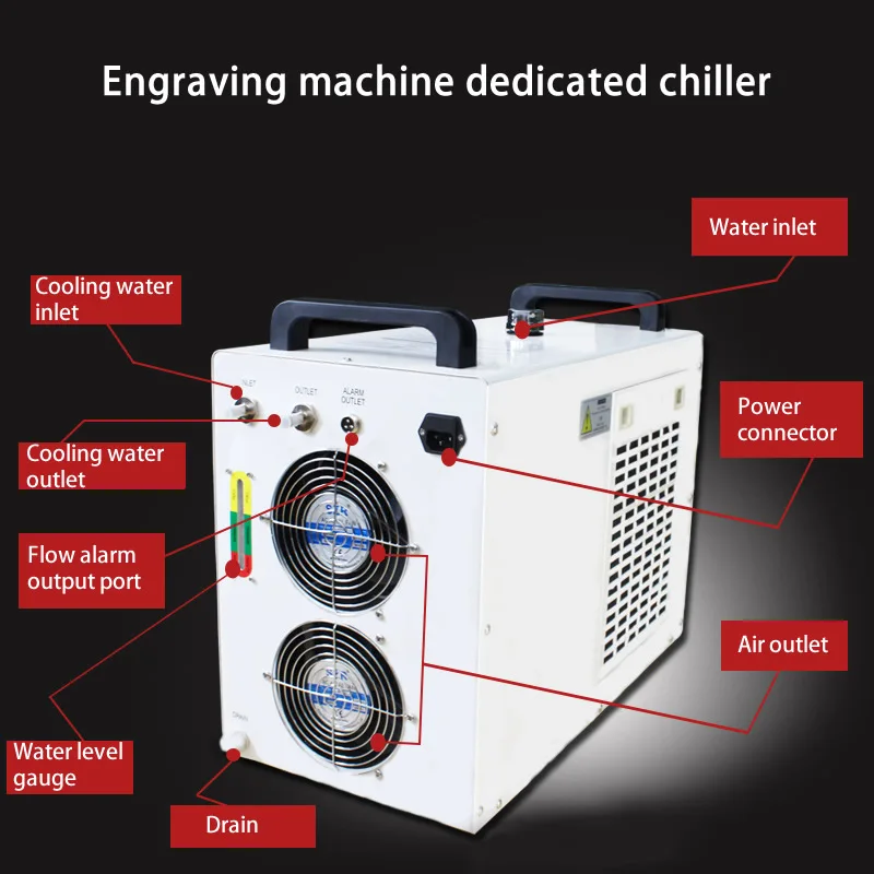 Imagem -05 - Refrigerador de Água Industrial para a Máquina de Corte do Laser Equipamento Refrigerando do Tubo do Laser do Co2 Eixo do Cnc Cw3000 Cw5200 6l 8l 60w 80w