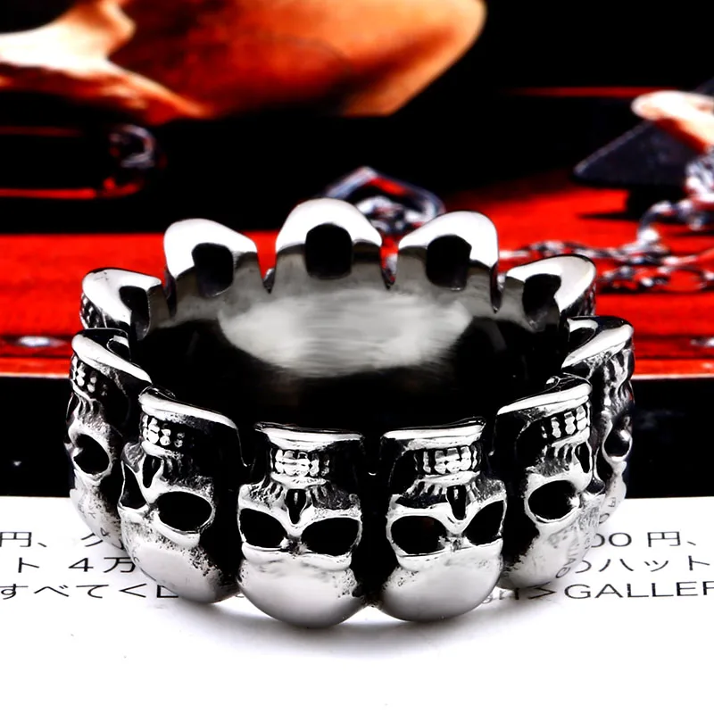 Beier 316L Stainless steel punk party classic skull fashiong jewelry biker Skull wrap men\'s ring BR8-738