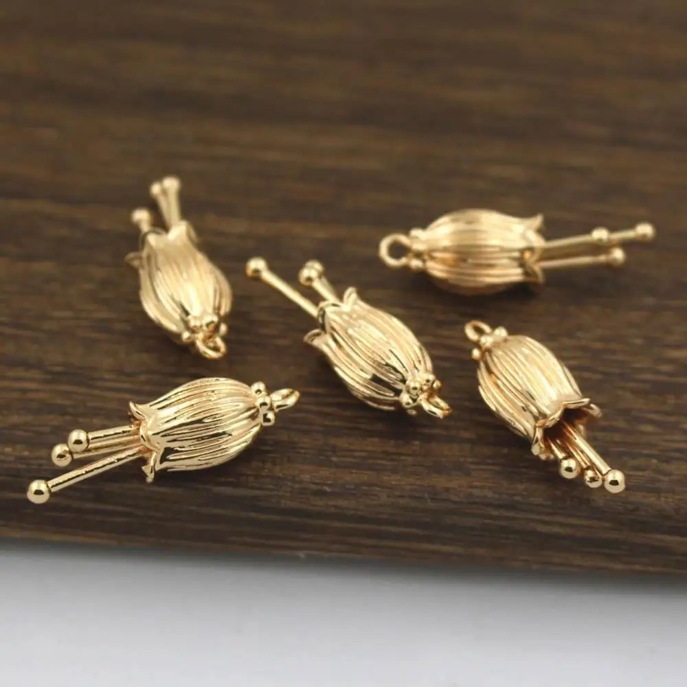 20pcs Lily of the Valley Flower Bud Tiny Charms Pendant Quality Brass Casted DIY Women Girls Wedding Accessories Findings