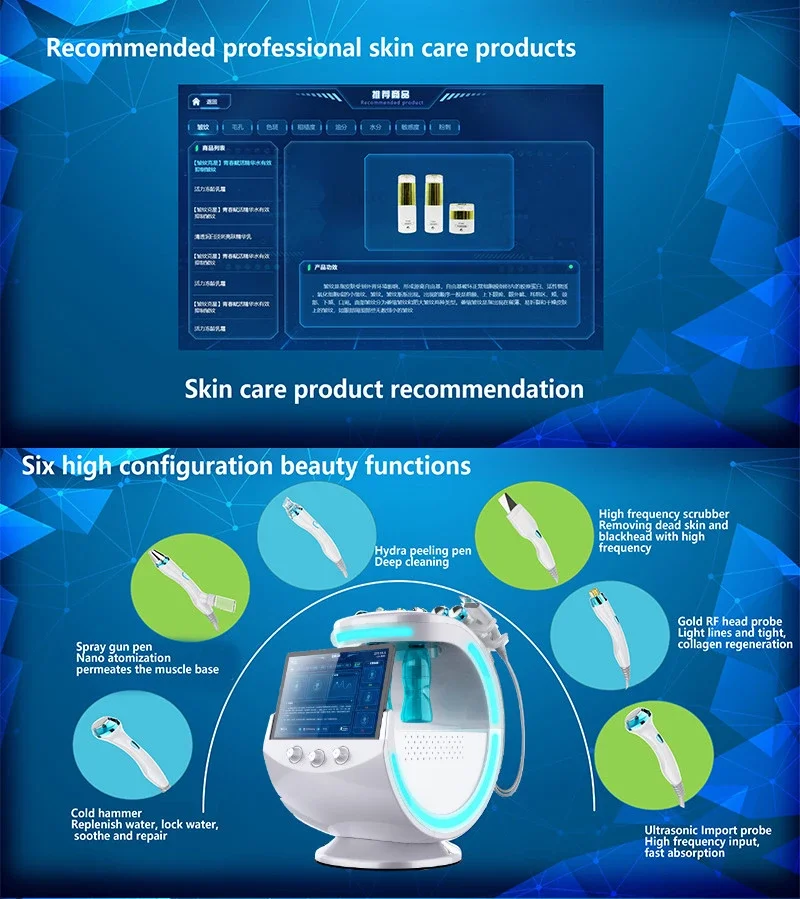 Il più nuovo popolare 7 maniglie Hydra Machine Facial con riconoscimento facciale Login Cloud Data Storage App Mobile collegata