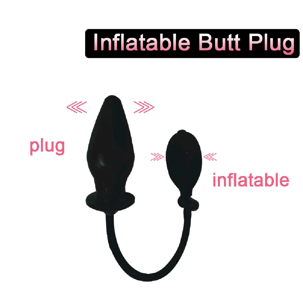 Soft Silicone Inflatable Anal Dildo Butt Plug Dilator Anus Massager Sex Toy for Women Men Gay Black Pump Vagina Extender